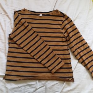 💙3/$25 mustard yellow striped shirt Uniqlo